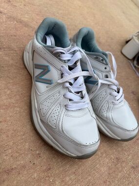 New Balance White Sneakers with Light Blue Accents